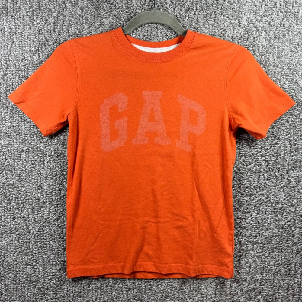Gap Kids T-Shirt Orange Arch Logo Graphic Short Sleeve Tee Boys Size M 8-9 Years